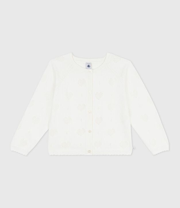 Cardigan in cotone tinta unita bambino bianco