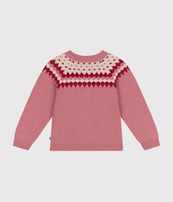 Cardigan in maglia jacquard di lana e cotone bambina rosa ROSEWOOD/ AVALANCHE