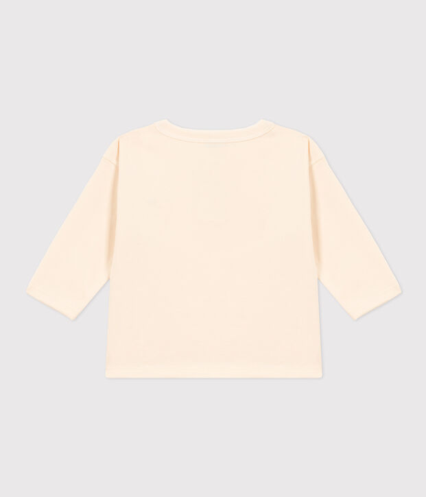 T-shirt a maniche lunghe in jersey per beb&egrave; ecru