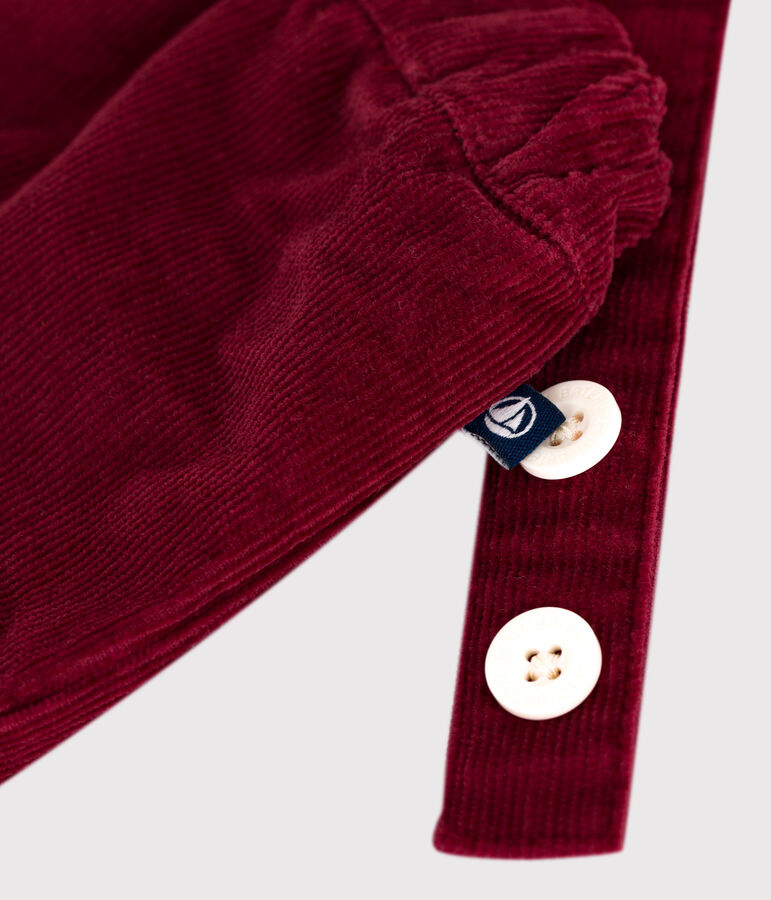 Shorts con bretelle in velluto tinta unita neonato rosso