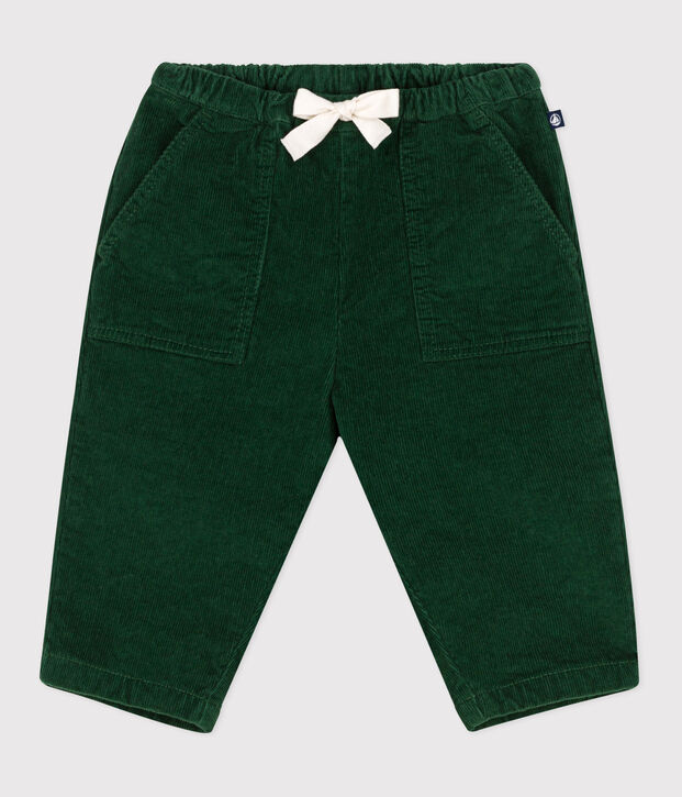 Pantaloni in velluto tinta unita neonato verde