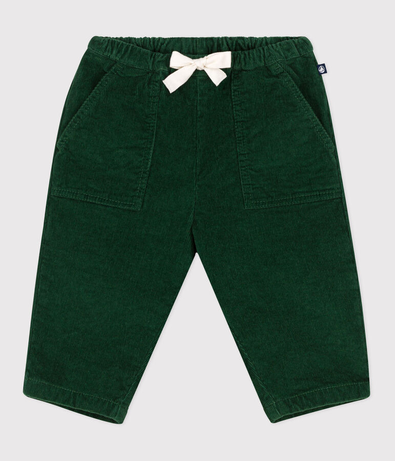 Pantaloni in velluto tinta unita neonato verde