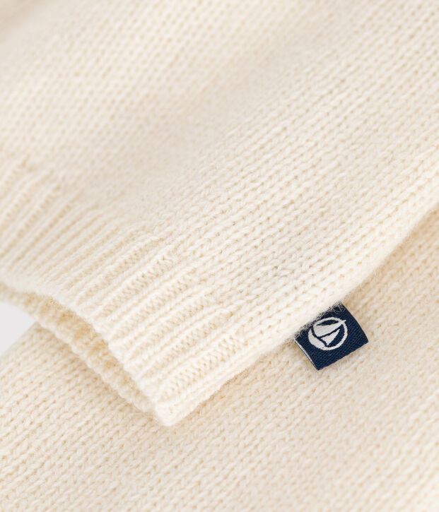 Cardigan con colletto in maglia con lana ecru