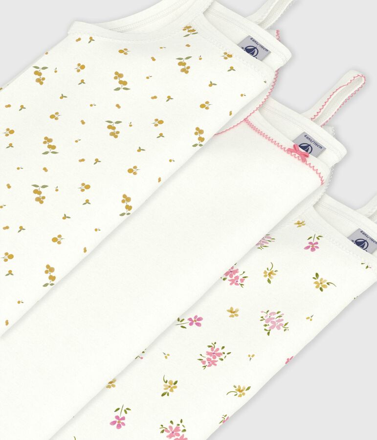 Set di canotte bambina in cotone con stampa a fiori multicolore