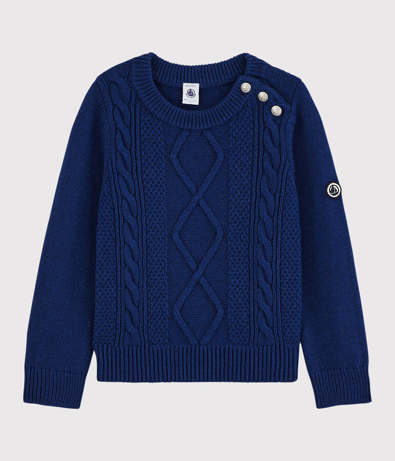 Pullover in lana e cotone bambino blu