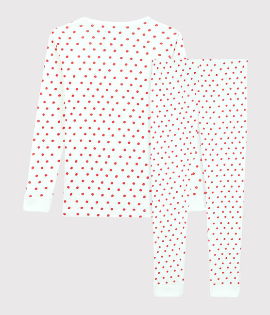 Pigiama snugfit fantasia Parigi bambino-bambina in cotone bianco MARSHMALLOW/rosso PEPS