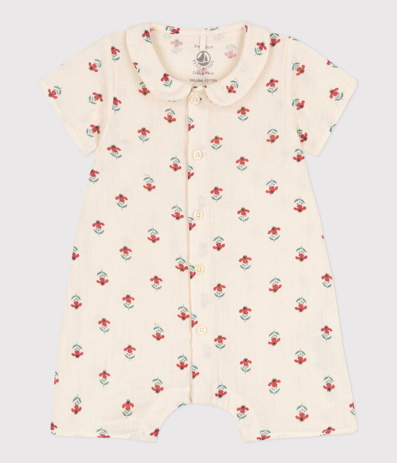 Tutina beb&egrave; in garza di cotone stampato bianco AVALANCHE/ MULTICO