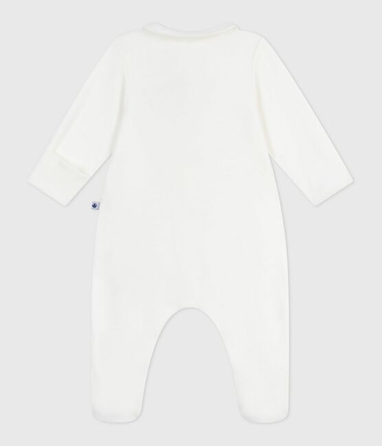 Pigiama con colletto in ciniglia tinta unita neonato bianco MARSHMALLOW
