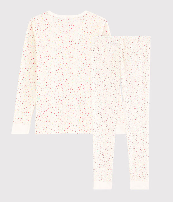 Pigiama snugfit pois multicolore bambina in cotone biologico bianco MARSHMALLOW/bianco MULTICO