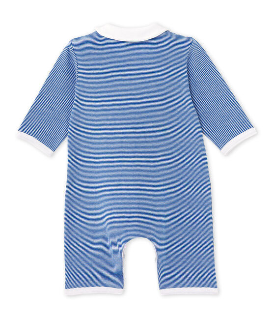 Tutina lunga per bebè millerighe blu DELFT/bianco ECUME