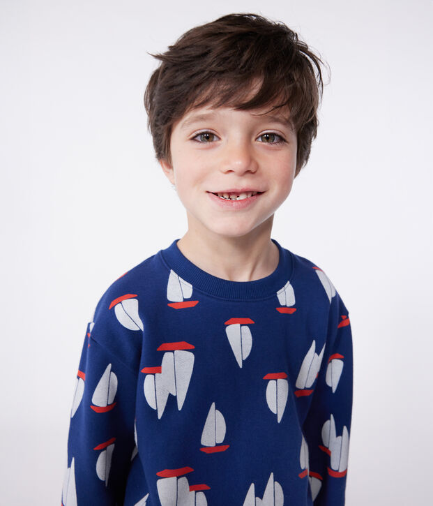 Felpa in cotone stampato bambino blu/multicolore