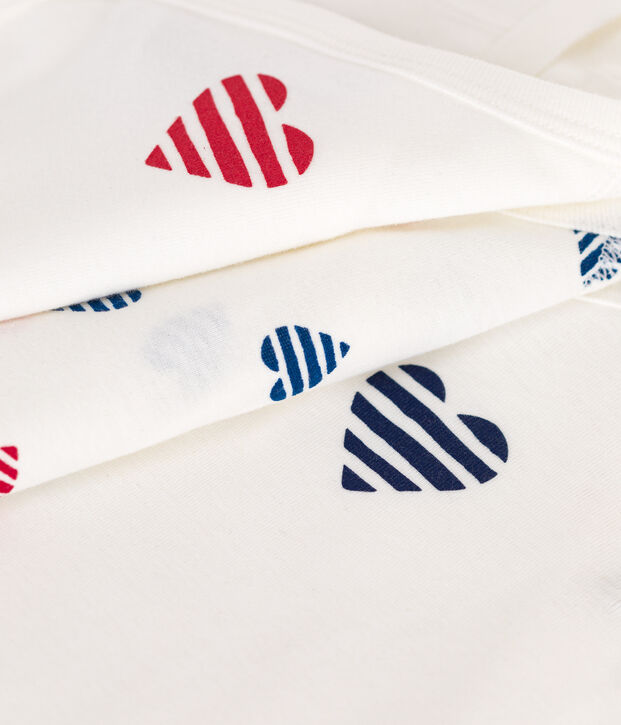 Set da 3 body incrociati a maniche lunghe in cotone con cuori a righe neonato multicolore