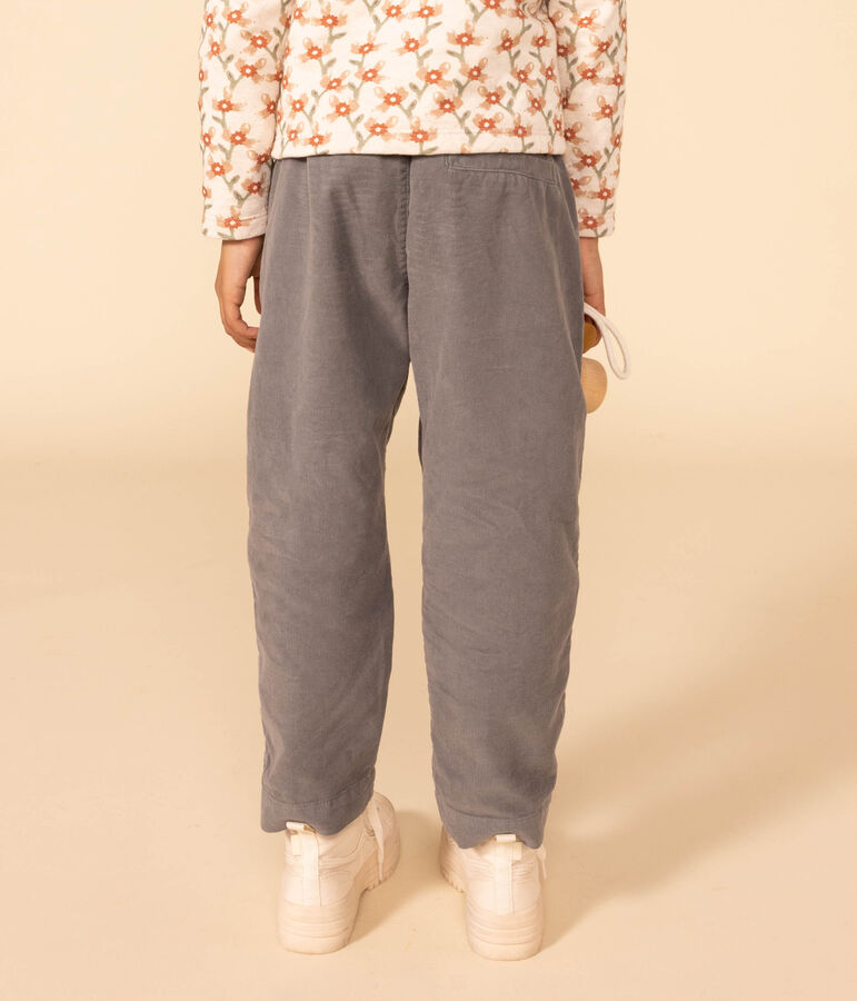 Pantaloni dritti in velluto fine bambina verde THUYA