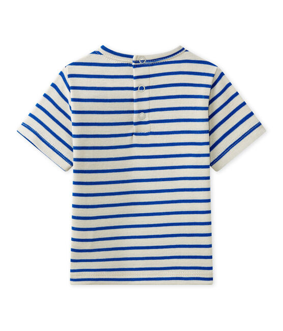 T-shirt bebé bambino a maniche corte rigata bianco FETA/blu PERSE