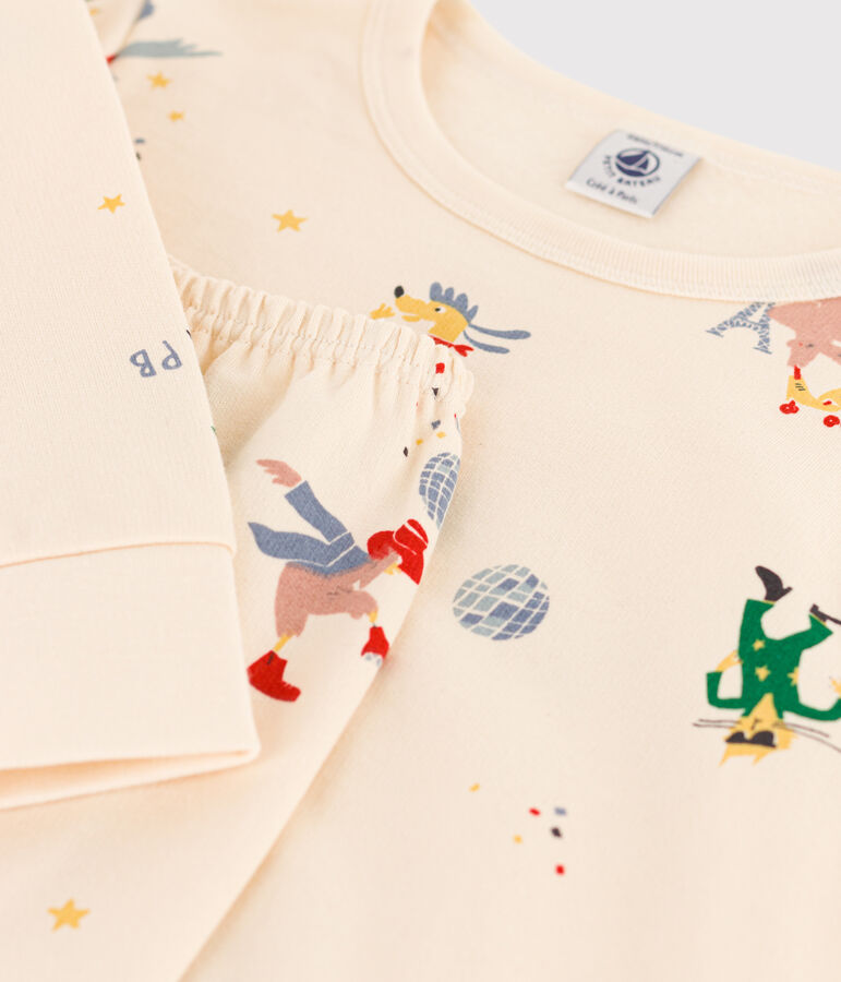 Pigiama fosforescente unisex in cotone ecru/multicolore