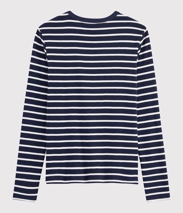 T-shirt iconica scollo rotondo Donna blu/bianco