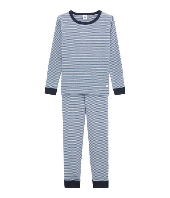 Pigiama per bambino blu LIMOGES/bianco MARSHMALLOW