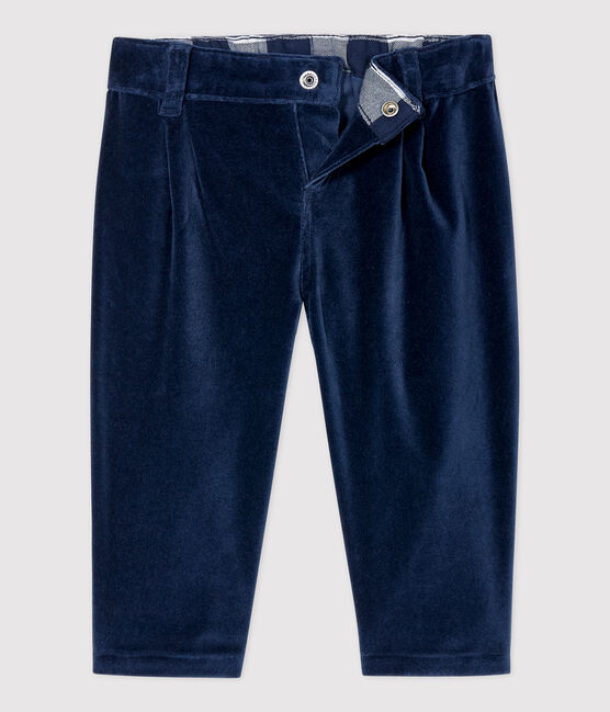 Pantalone in velluto bebè. blu SMOKING