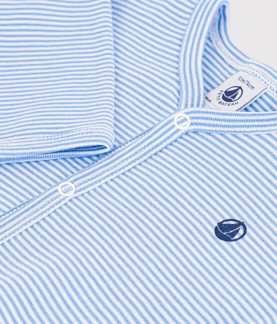 Pigiama in cotone con stampa a righe neonato blu EDNA/bianco MARSHMALLOW