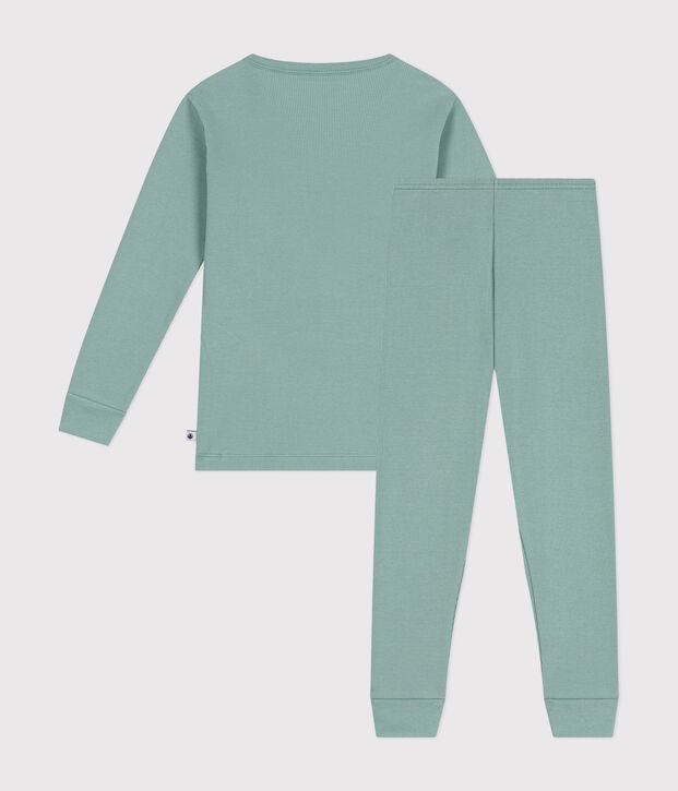 Pigiama in cotone tinta unita bambino verde