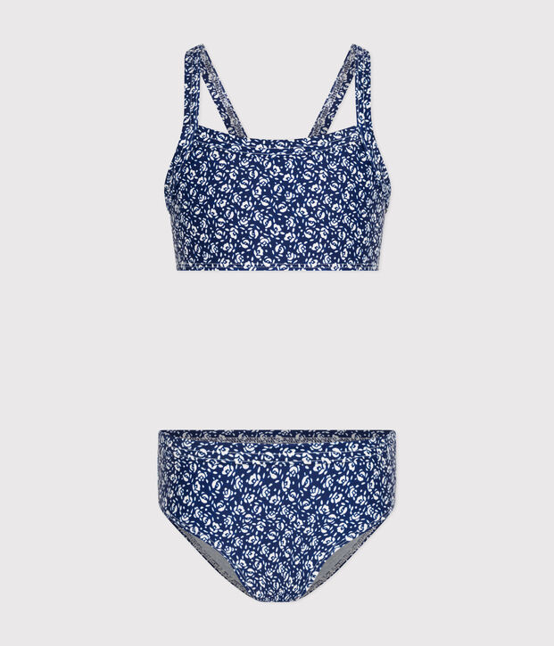 Costume da bagno bikini con stampa bambina blu/bianco
