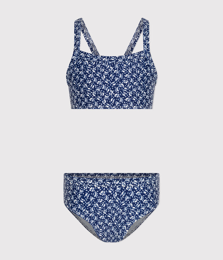 Costume da bagno bikini con stampa bambina blu/bianco