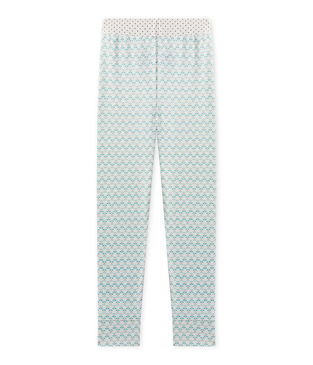 Pantaloni bambina per pigiama Mix&Match bianco/verde/multicolore
