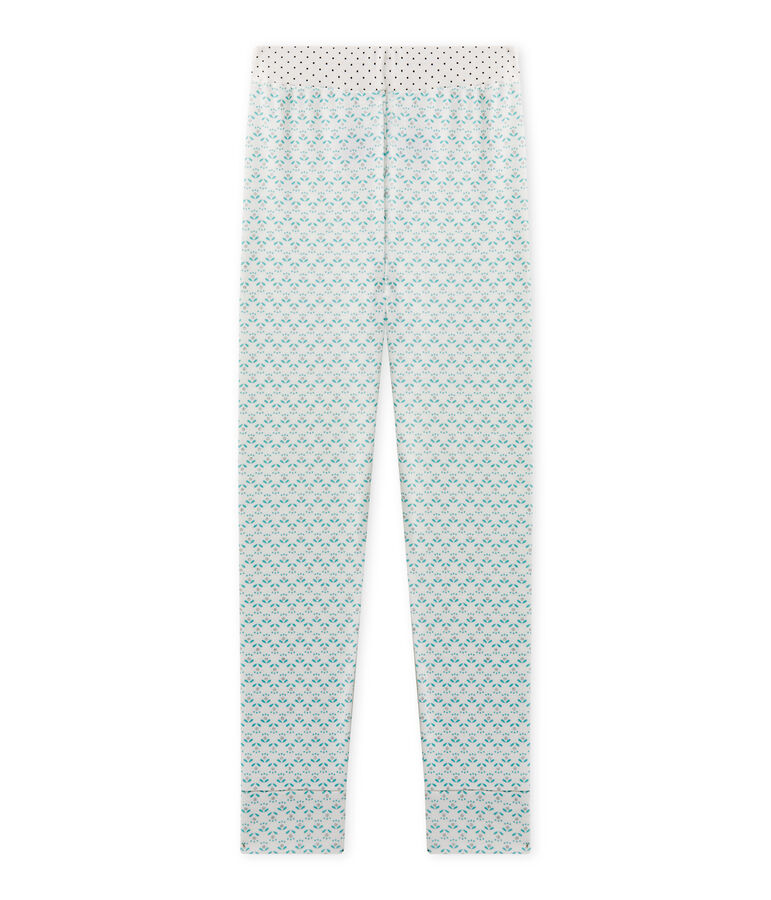 Pantaloni bambina per pigiama Mix&Match bianco LAIT/verde VERT/ MULTICO