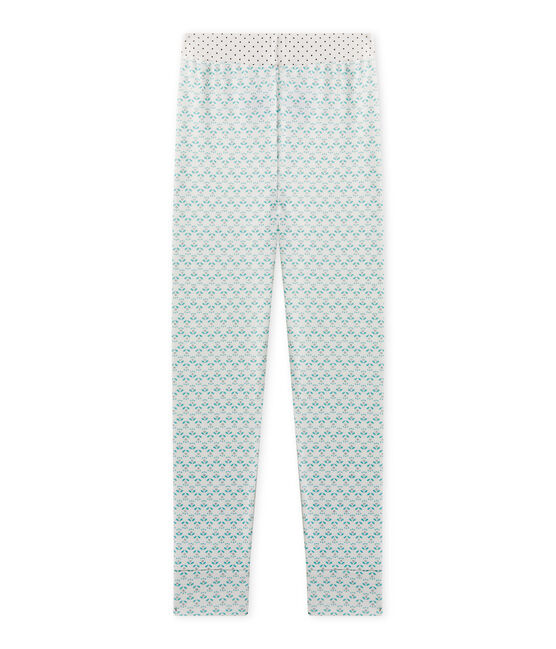 Pantaloni bambina per pigiama Mix&Match bianco LAIT/verde VERT/ MULTICO