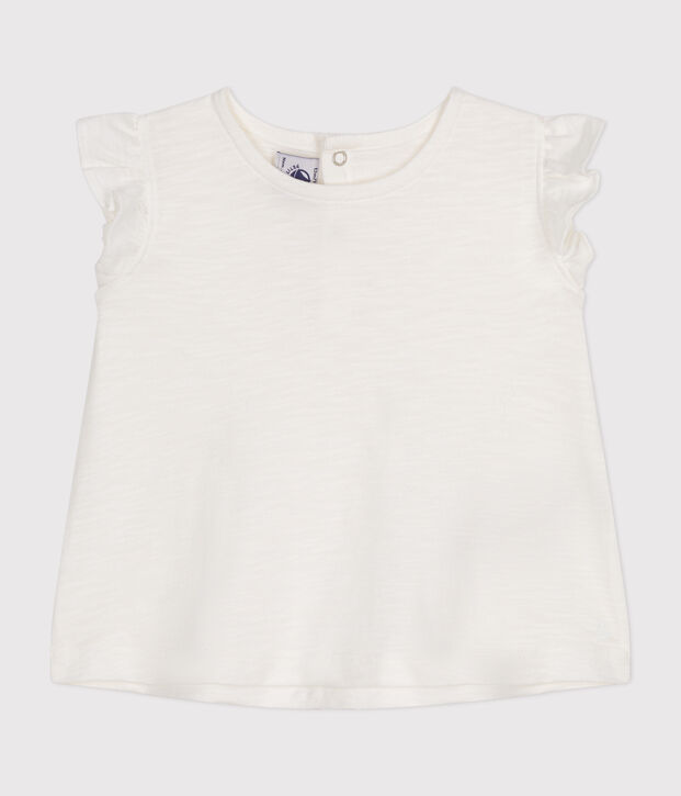 Blusa senza maniche in cotone per beb&egrave; bianco