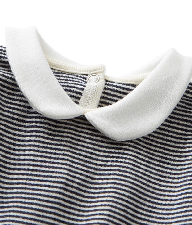 Body beb&eacute; femmina in millerighe blu/bianco