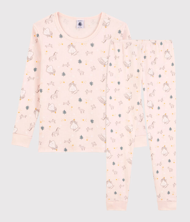 Pigiama snugfit bambina fantasia principesse in cotone rosa/multicolore