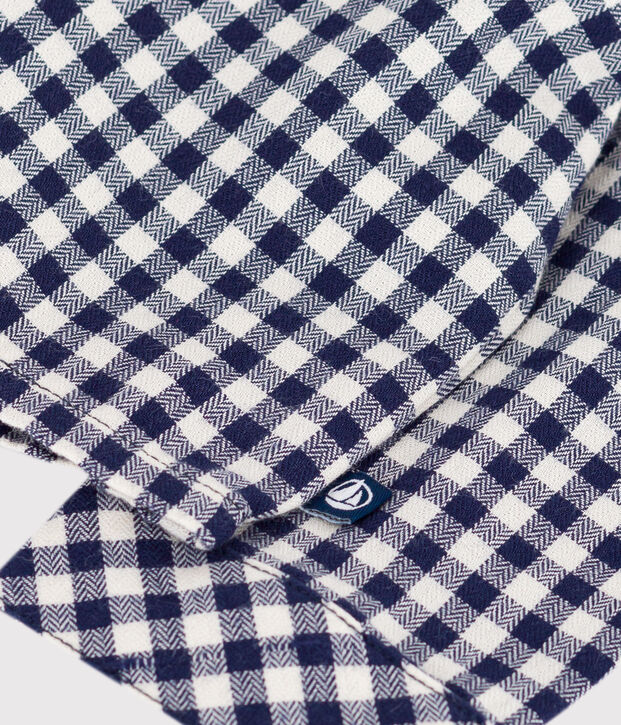 Camicia in flanella a quadri neonato blu/ecru