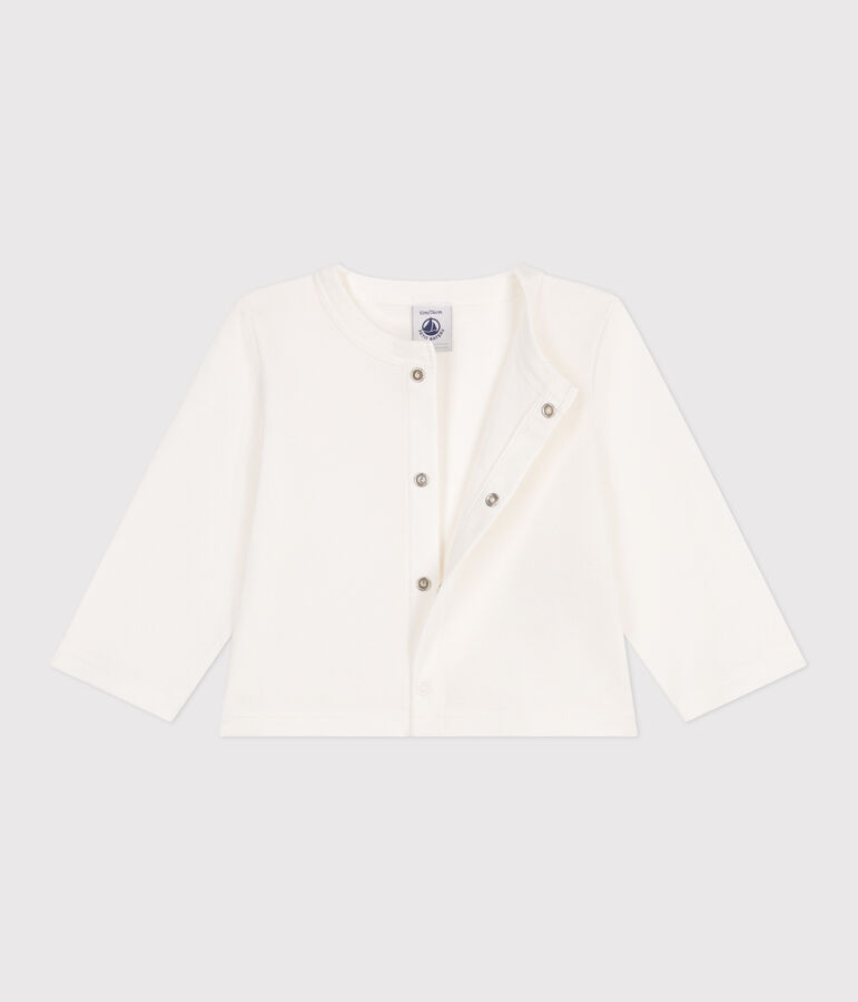 Cardigan in cotone tinta unita neonato bianco