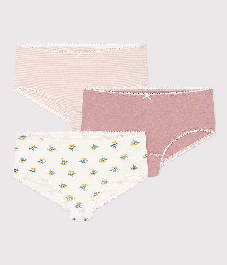 Confezione da 3 shorty bambina in cotone motivo fiore variante 1