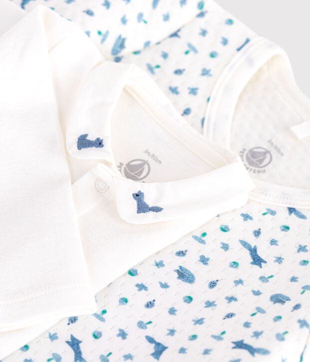 Completo in cotone con colletto con volpe stampata neonato bianco/multicolore