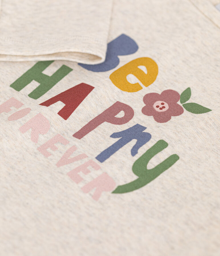 T-shirt a maniche lunghe a costine bambina beige