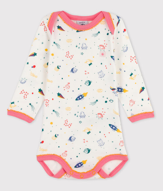 Body manica lunga bebè femmina bianco MARSHMALLOW/rosa GRETEL/ MULTICO