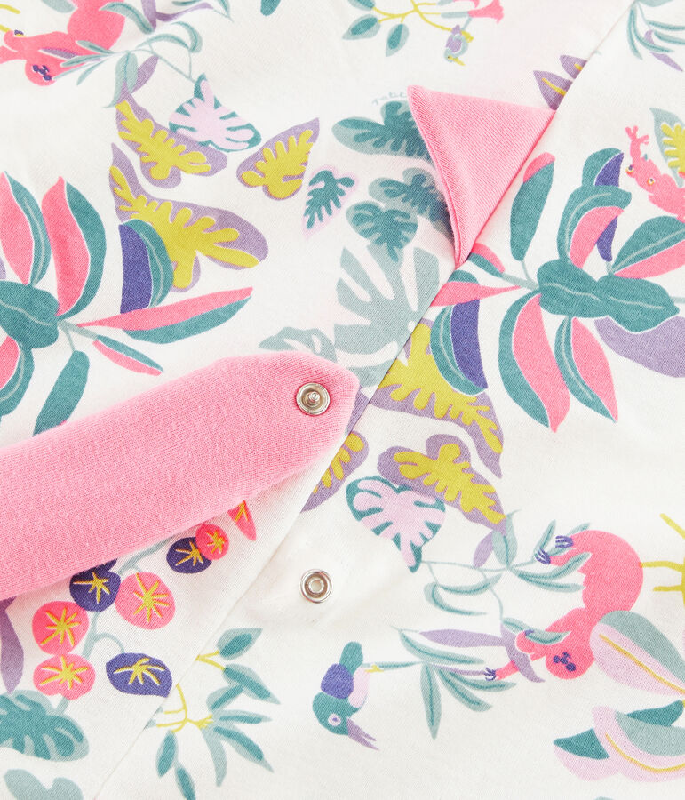 Tutina dinosauro da bambina a costine bianco/multicolore