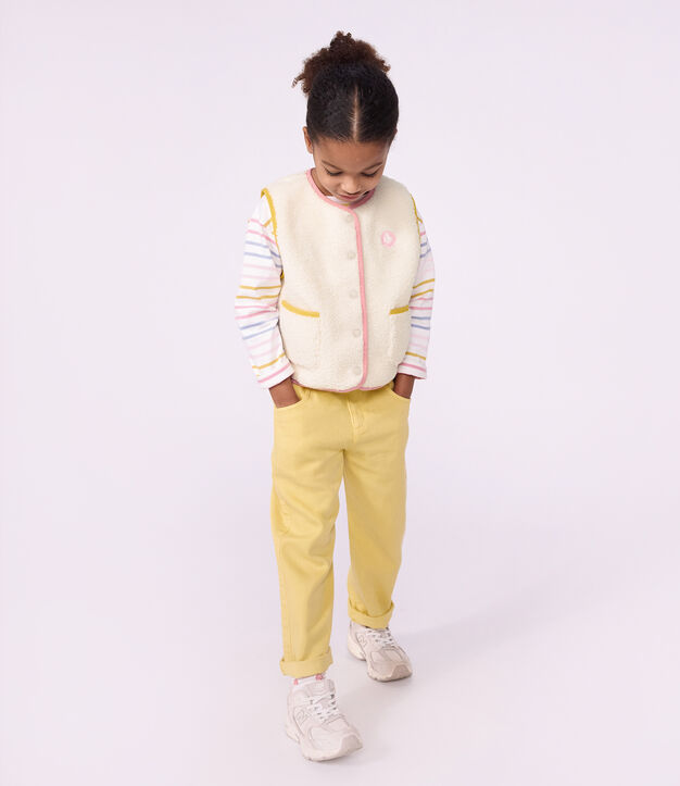 Gilet senza maniche in sherpa tinta unita bambino MILK