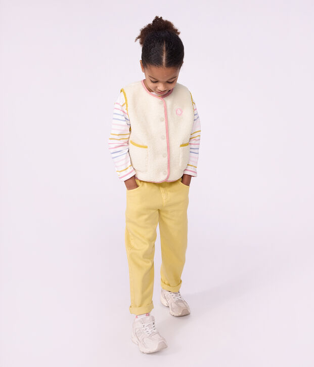 Gilet senza maniche in sherpa tinta unita bambino MILK