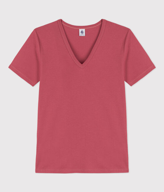 T-shirt L'ICONIQUE scollo a V in cotone donna rosa PAPI