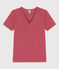 T-shirt L'ICONIQUE scollo a V in cotone donna rosa PAPI