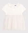 Abito a maniche corte con colletto in cotone e tulle neonato bianco MARSHMALLOW/rosa COPPER