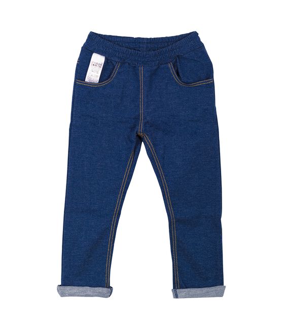 Pantalone neonato unisex in maglia denim blu MEDIEVAL/beige ECRU CN