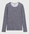 T-shirt a maniche lunghe in misto lana e cotone a righe donna blu SOIR/ MARSHMALLOW