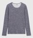 T-shirt a maniche lunghe in misto lana e cotone a righe donna