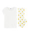 Pigiama ragazza a costine bianco MARSHMALLOW/giallo BLE