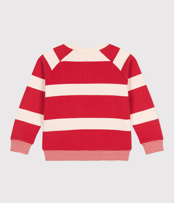 Felpa bambino unisex in cotone a righe rosso AURORA/ AVALANCHE