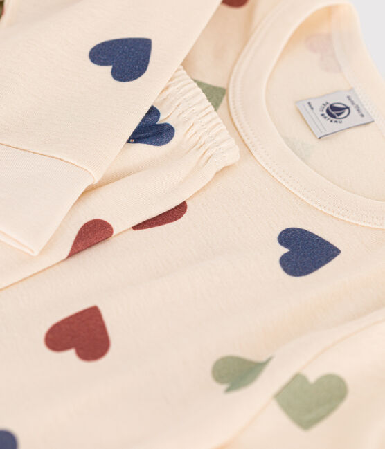 Pigiama bambino fantasia cuori in cotone bianco AVALANCHE/ MULTICO